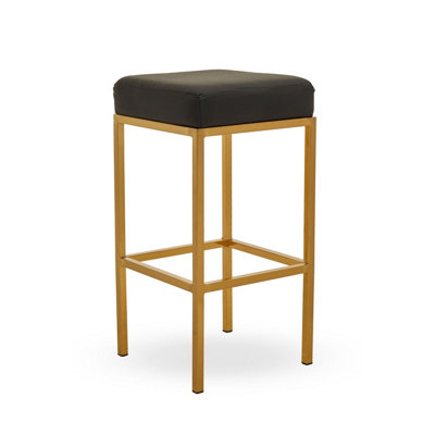 Interiors by Premier Baina Black Pu And Gold Finish Bar Stool