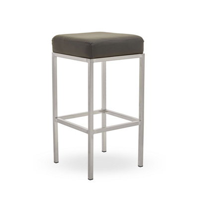 Interiors by Premier Baina Dark Grey And Chrome Finish Bar Stool