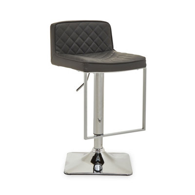 Interiors by Premier Baina Dark Grey And Chrome Square Base Bar Stool