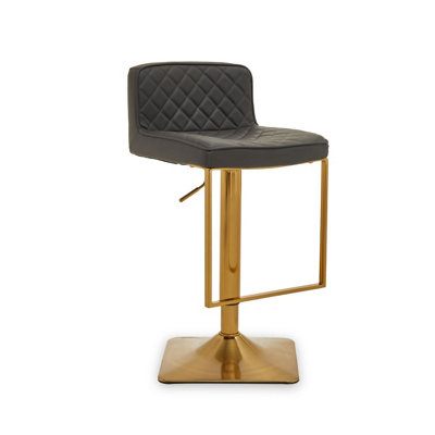 Interiors by Premier Baina Dark Grey And Gold Square Base Bar Stool