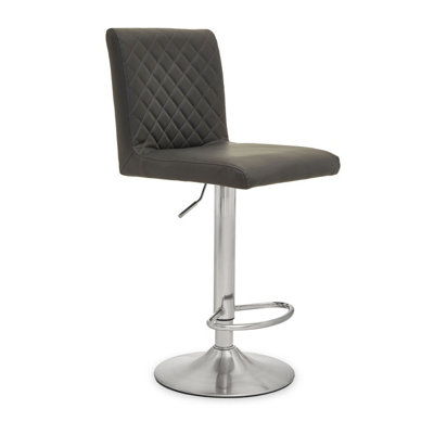 Interiors by Premier Baina Dark Grey Chrome Bar Stool With Round Base