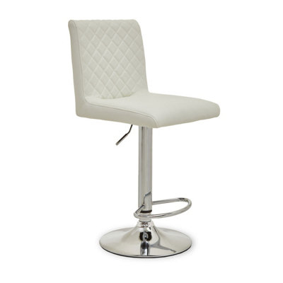 Interiors by Premier Baina White And Chrome Bar Stool With Round Base DIY at B&Q