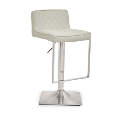 Interiors by Premier Baina White And Chrome Bar Stool With Square Base