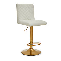 Interiors by Premier Baina White And Gold Bar Stool With Round Base