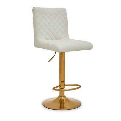 Interiors by Premier Baina White And Gold Bar Stool With Round Base