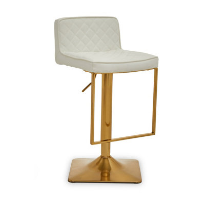 Interiors by Premier Baina White And Gold Bar Stool With Square Base