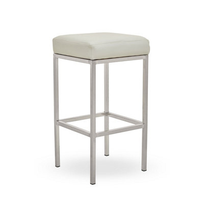 Interiors by Premier Baina White Pu And Chrome Finish Bar Stool