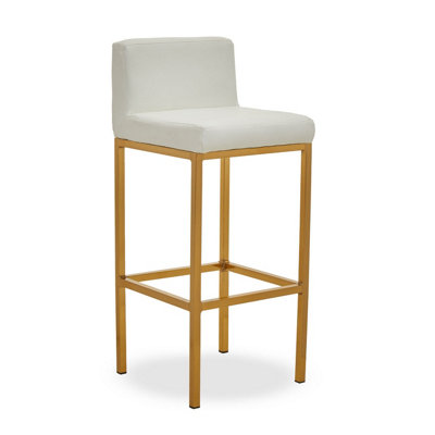 Interiors by Premier Baina White Pu And Gold Finish Bar Chair DIY at B&Q