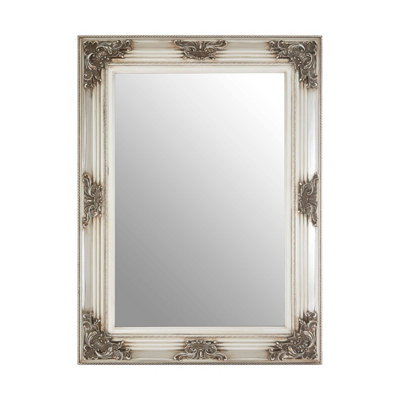 Interiors By Premier Baroque Rectangle Silver Wall Mirror,Metallic Ornate Floral Framed Hanging Mirror,Intricate Silver Mirror