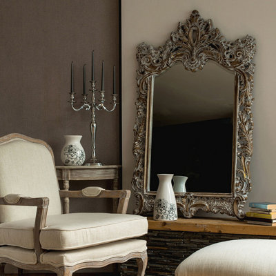 Interiors by Premier Baroque Style Dusty White Finish Wall Mirror