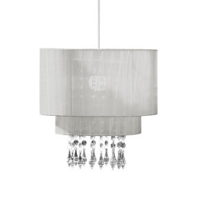 Interiors by Premier Beaded Silver Voile Pendant Shade