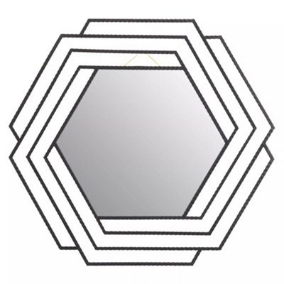 Interiors by Premier Beauly Black Finish Hexagonal Wall Mirror