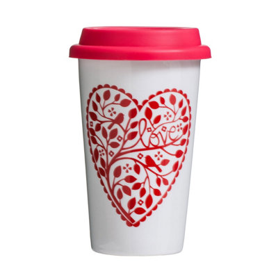 Interiors By Premier Beautiful Design Chickadee Travel Mug, Decorative Design Mug For Journies, Secured Lid Reusable Travel Mug