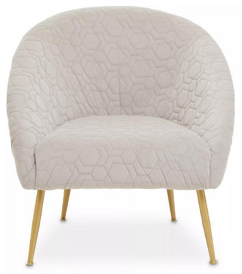 Interiors by Premier Beige Occasional Chair, Luxury Beige Velvet Occasional Chair, Comfortably Fashionable Natural and Gold Chair