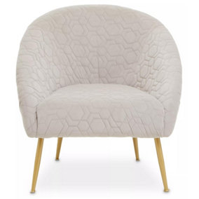 Interiors by Premier Beige Occasional Chair, Luxury Beige Velvet Occasional Chair, Comfortably Fashionable Natural and Gold Chair