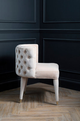 Interiors By Premier Beige Tufted Backrest Chair,Lounge Chair With Mahogany Wood Frame,Accent Armchair With Gold-Tipped Legs