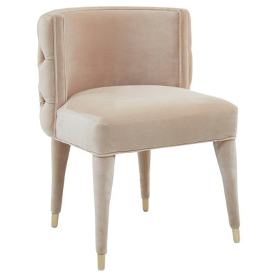 Interiors By Premier Beige Tufted Backrest Chair,Lounge Chair With Mahogany Wood Frame,Accent Armchair With Gold-Tipped Legs