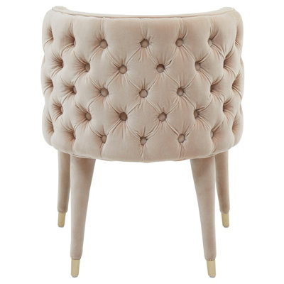 Interiors By Premier Beige Tufted Backrest Chair,Lounge Chair With Mahogany Wood Frame,Accent Armchair With Gold-Tipped Legs