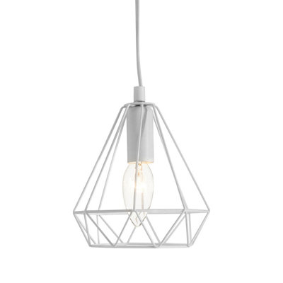 Interiors by Premier Beli White Metal Wire Pendant Light