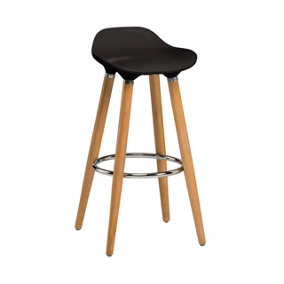 Interiors by Premier Black Abs Beech Wood Bar Stool, Easy to Clean Kitchen Bar Stool, Footrest Support Bar Stool