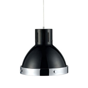 Interiors by Premier Black and Chrome Bell Shaped Pendant Light