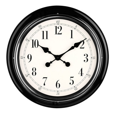 Interiors by Premier Black and Chrome Finish Metal Wall Clock DIY at B&Q