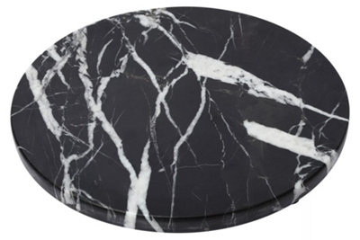 Interiors by Premier Black and Gold Marble Round Chopping Board, Non-Slip Marble Chopping Board, Easy to Clean Black Board