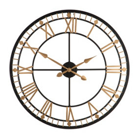 Interiors by Premier Black and Gold Metal Wall Clock