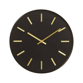 Interiors By Premier Black And Gold Wall Clock, Stylish Clock For Livingroom Wall, Functional Kitchen Clock, Versatile Big Clock