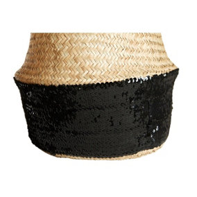 Interiors by Premier Black And Natural Small Seagrass Basket