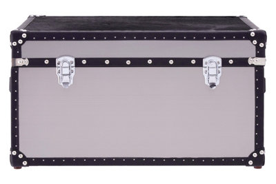 Interiors By Premier Black And White Genuine Cowhide Storage Trunk,Organizing Chest With Metallic Studs,Ideal For Modern Homes