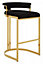 Interiors by Premier Black Bar Chair Stool with Back, Kitchen Stool for Bar, Gold Frame Breakfast Stool with Velvet Upholstery