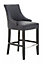 Interiors by Premier Black Bar Stool with High Back, Velvet Seat Breakfast Bar Chair, Kitchen Stool with Footrest, Chair for Bar