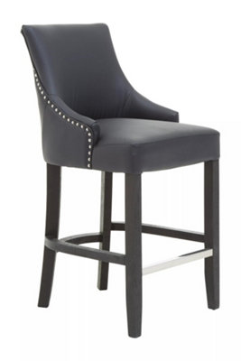 Interiors by Premier Black Bar Stool with High Back, Velvet Seat ...