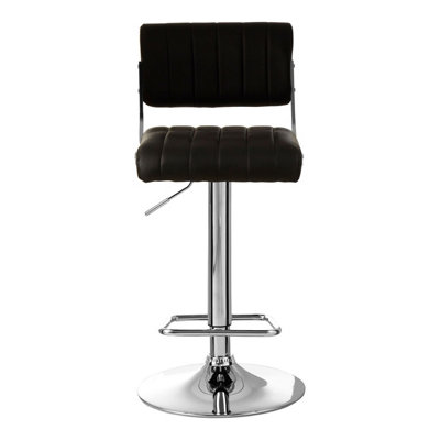 Interiors by Premier Black Channel Design Seat Bar Stool, Adjustable Height Kitchen Bar Stool, Footrest Swivel Barseat