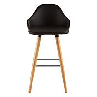 Interiors by Premier Black Curved Backrest Bar Stool, Comfortable Seating Faux Leather Bar Stool, Easy to Clean Kitchen Bar Stool