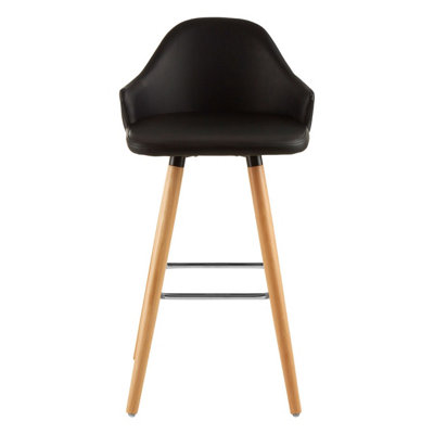 Interiors by Premier Black Curved Backrest Bar Stool, Comfortable Seating Faux Leather Bar Stool, Easy to Clean Kitchen Bar Stool