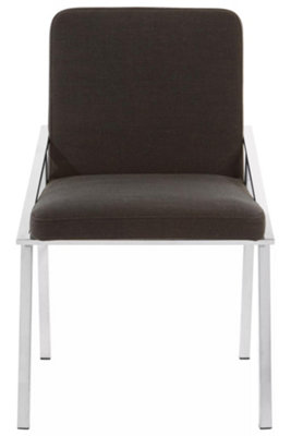 Interiors by Premier Black Dining Chair, Fabric Upholstered Armchair for Living Room, Loung Chair with Angled Arms and Steel Legs