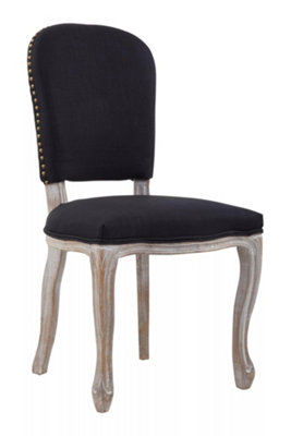 Interiors by Premier Black Dining Chair with Wooden Legs, Velvet Dining Chair, Cozy Small Accent Chair for Living Room