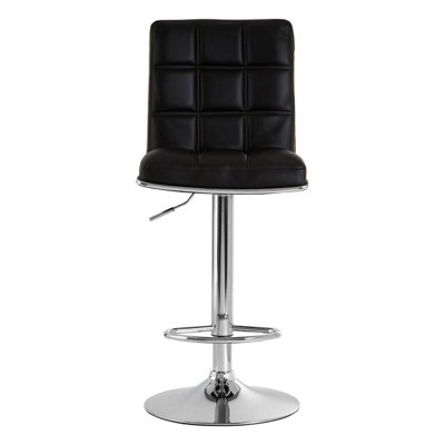 Interiors by Premier Black Faux Leather Bar Chair, Backrest Breakfast Bar Chair, Footrest Living Bar Chair Kitchen