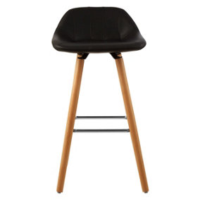Interiors by Premier Black Faux Leather Bar Stool, Comfortable Seating Bar Stool with Back, Easy to Clean Kitchen Bar Stool