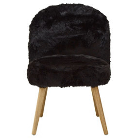 Interiors by Premier Black Fur Effect Chair, Backrest Indoor Chair, Easy to Clean Small Lounge Chair