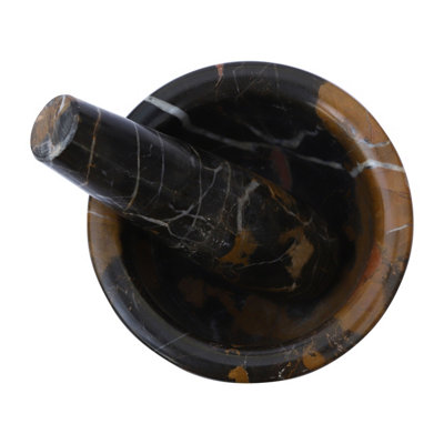 Interiors by Premier Black & Gold Marble Mortar & Pestle