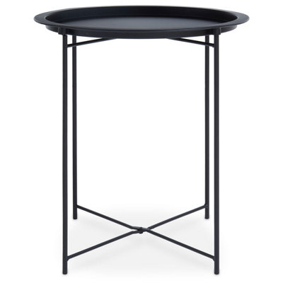 Interiors By Premier Black Grey Metal Round Side Table, Modern Design Bedside Table For Bedroom, Functional Livingroom Sidetable