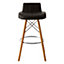 Interiors by Premier Black Leather Effect Bar Stool, Comfortable Seating Faux Leather Bar Stool, Space-Saver Kitchen Stool
