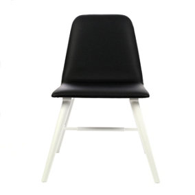 Interiors by Premier Black Leather Effect Dining Chair with White Legs, High Quality Leather Chair, Accent Chair, Borg Chair