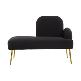 Interiors by Premier Black Left Arm Chaise Lounge, Modern Luxury Black and Gold Chaise Lounge, Contemporary Chaise Lounge Sofa