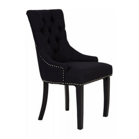 Interiors by Premier Black linen Dining Chair, Comfortable High Back Office Chair, Aesthetic Linen chair for Living Room