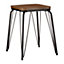 Interiors by Premier Black Metal and Elm Wood Stool, Small Square Stool, Accent Wooden Stool for Home, Office