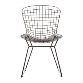 Interiors by Premier Black Metal Grid Frame Wire Chair, Comfortable Seating Garden Wire Chair, Easy Cleaning Wire Frame